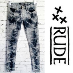 🔥SOLD🔥XXX RUDE Mens Skinny Jean Black Tie Dye 28